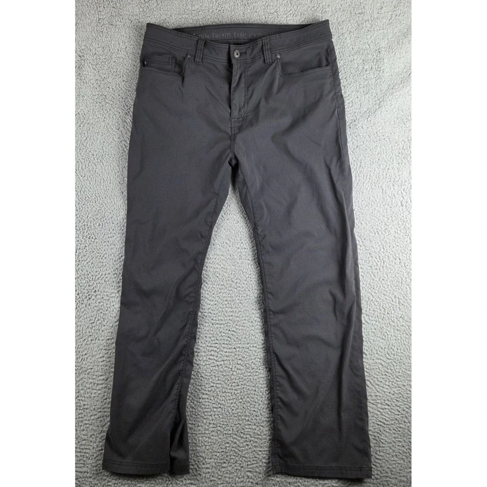 Prana Pants Mens 38x32‎ (36x30) Gray Brion Hiking Outdoor Stretch Slim Fit